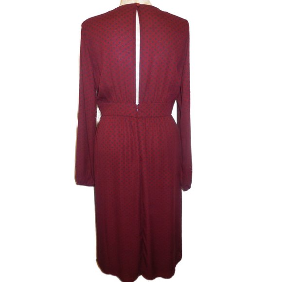 Dress Polka Dot NEW retro fit & flare long sleeve bellow knee summer party - Picture 3 of 9